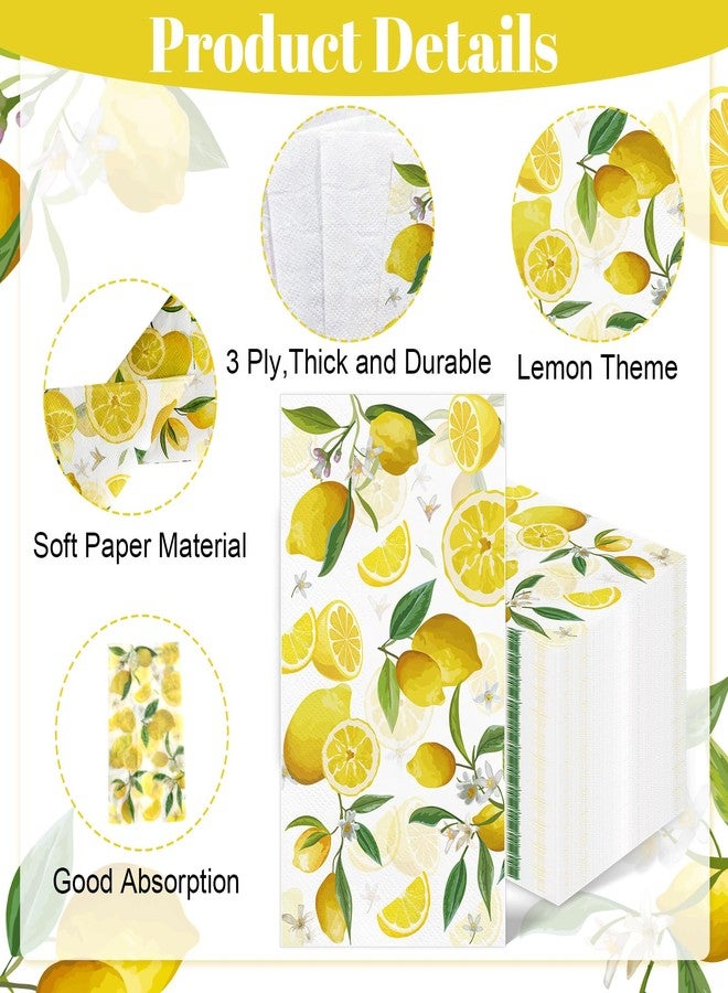 IANFEPH 100PCS Yellow Lemon Paper Napkins 3 Ply Lemon Floral Disposable Hand Towels for Bathroom,Summer Fruit Decorative Guest Napkins for Home Kitchen Tea Party Weddings Birthdays Baby Shower - Image 2